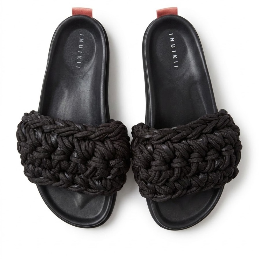 Inuikii Multilace Woven Rope Slide Sandals Black Size EU 38 US 7.5 Like New